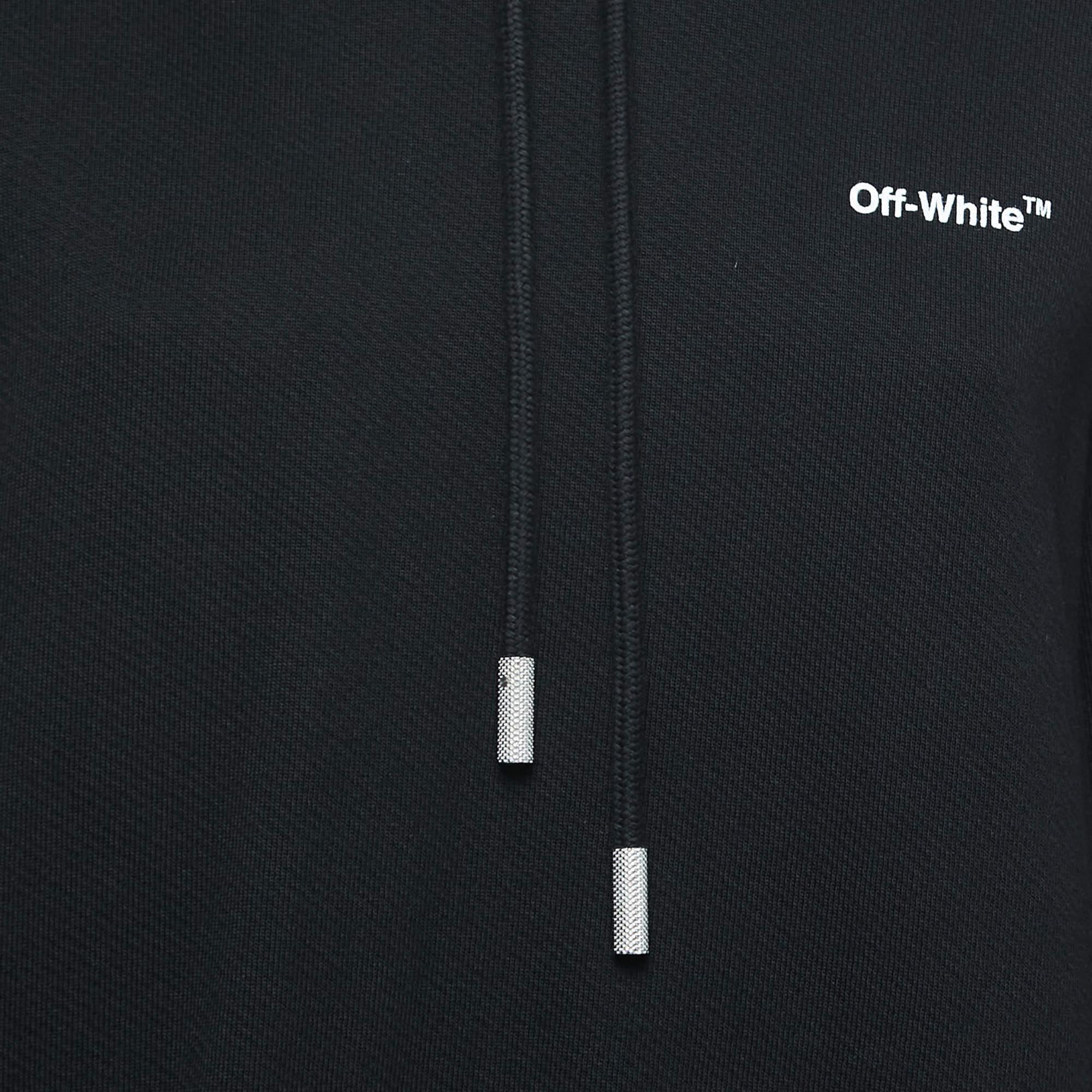 Off-White Noir Robe à capuche en jersey de coton S Pour femmes en vente