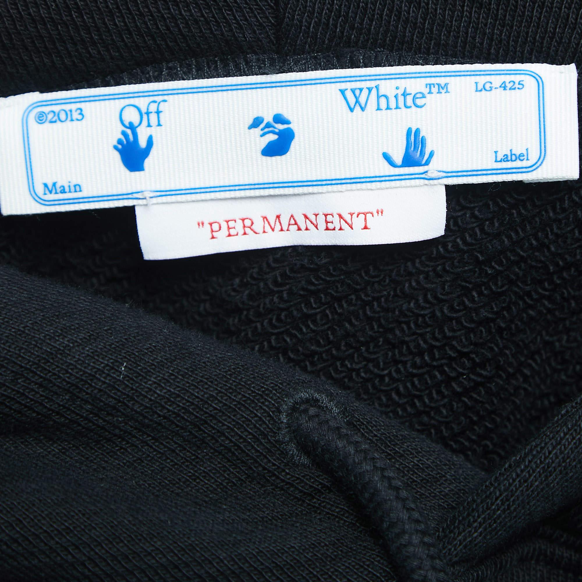 Off-White Noir Robe à capuche en jersey de coton S en vente 1
