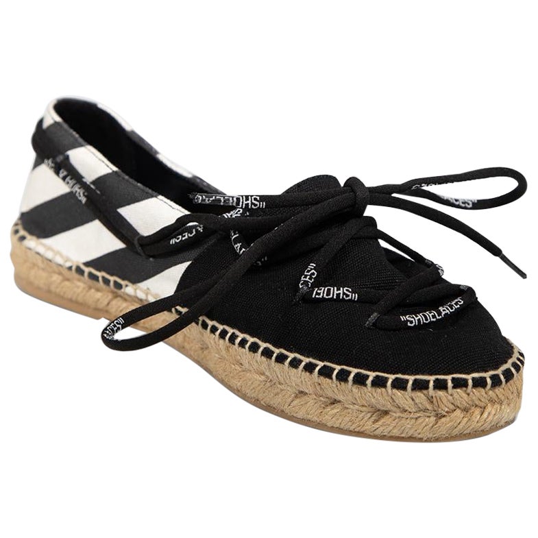 Off-White Black Lace Up Espadrilles Size IT 40