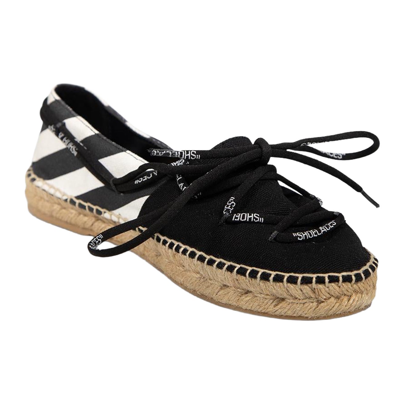 Off-White Black Lace Up Espadrilles Size IT 40 For Sale