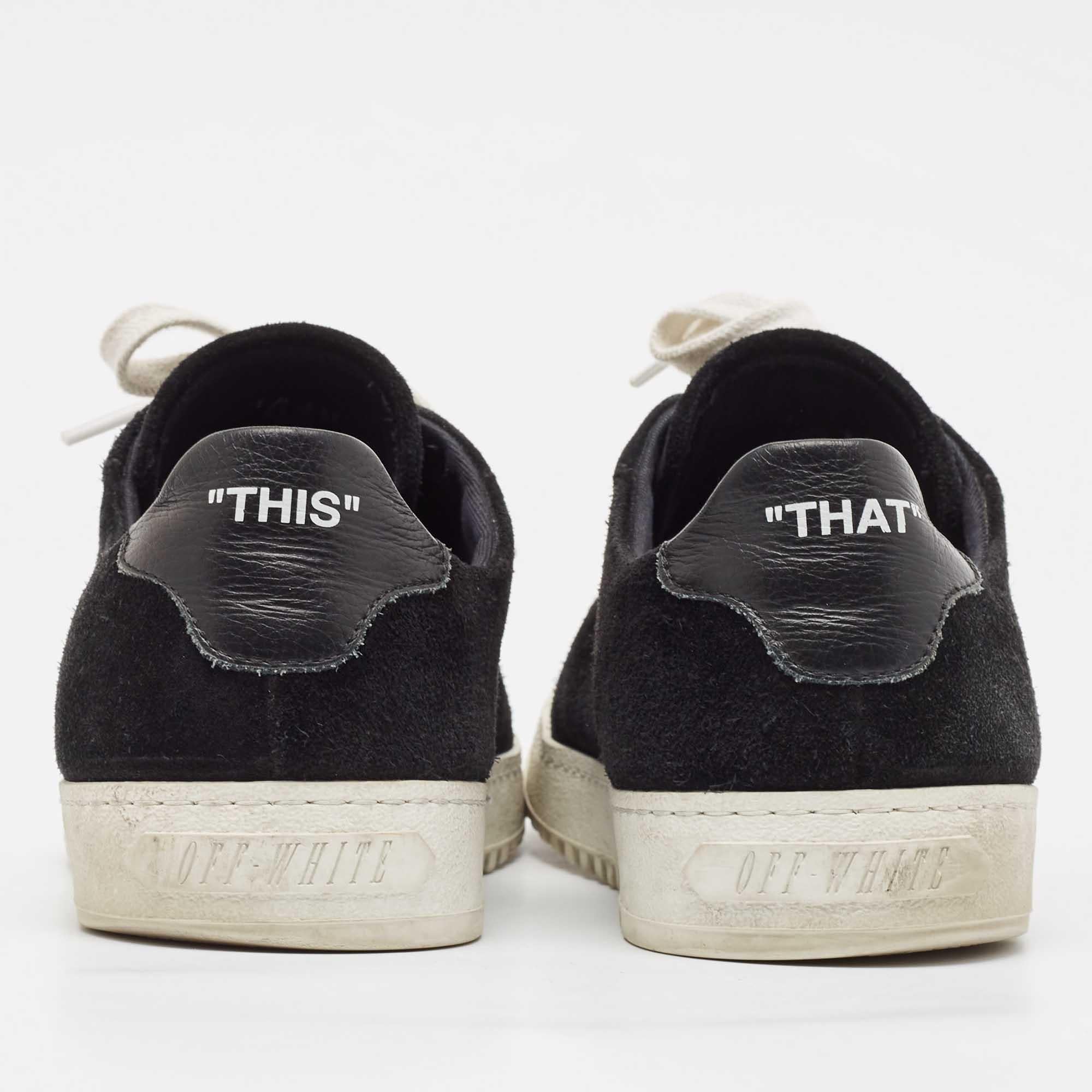 Off-White - Baskets vulcanisées en cuir et daim noir - Taille 41 Pour hommes en vente