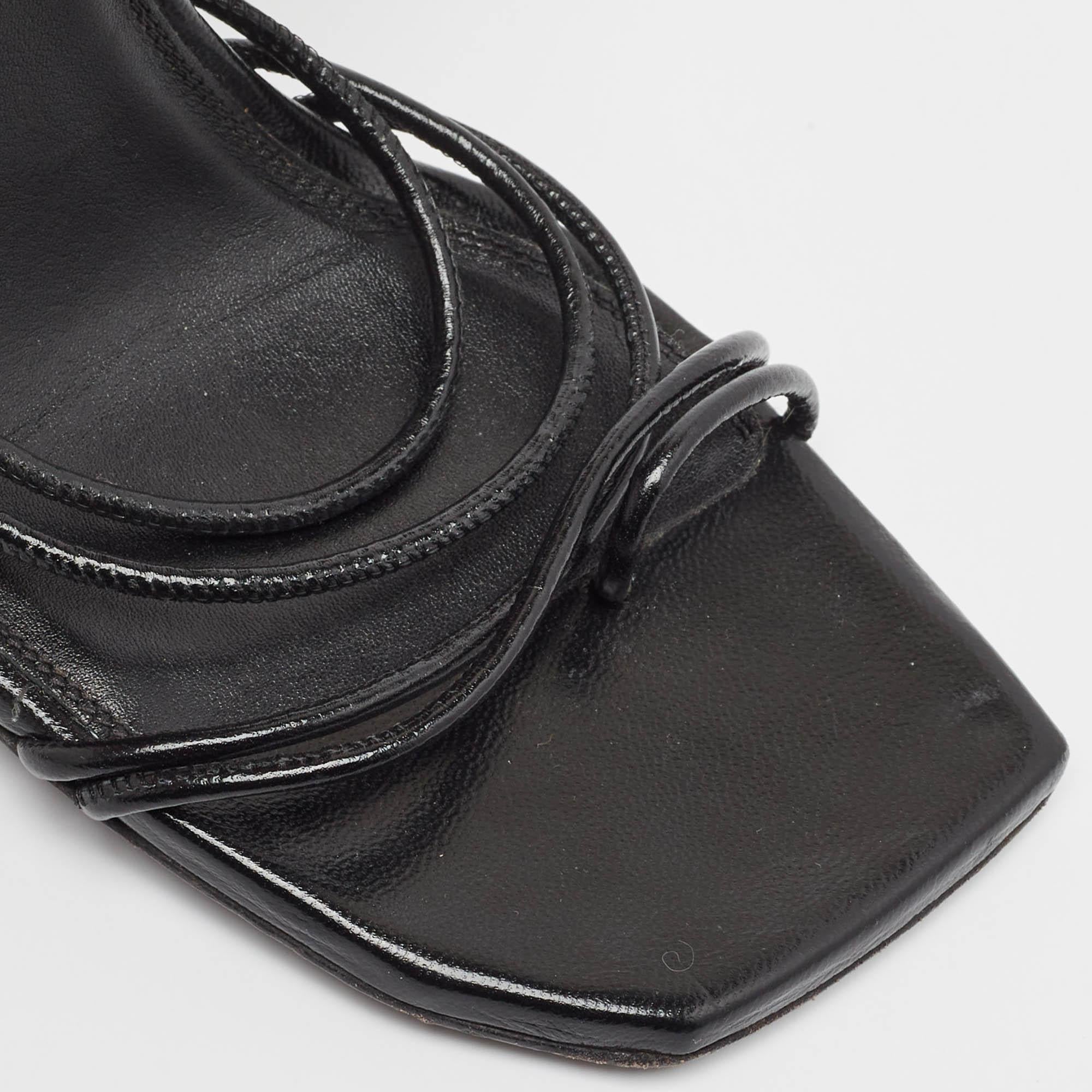 Off-White Black Leather Ankle Strap Sandals Size 37 For Sale 3
