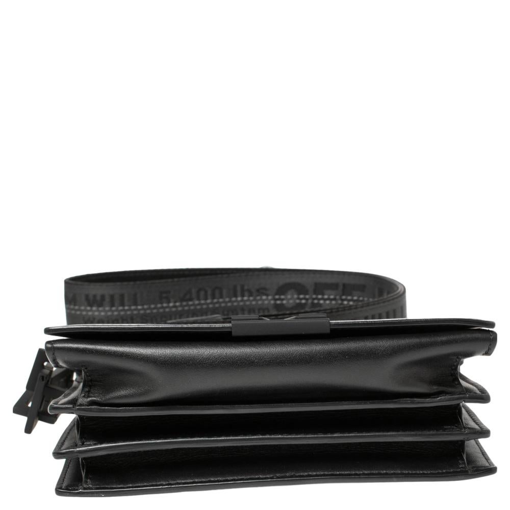 Off-White Black Leather Binder Clip Crossbody Bag 3