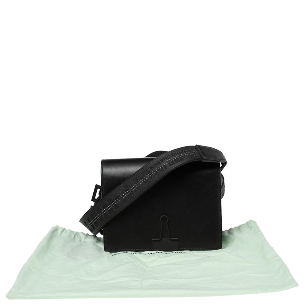 Off-White Black Leather Binder Clip Crossbody Bag 1