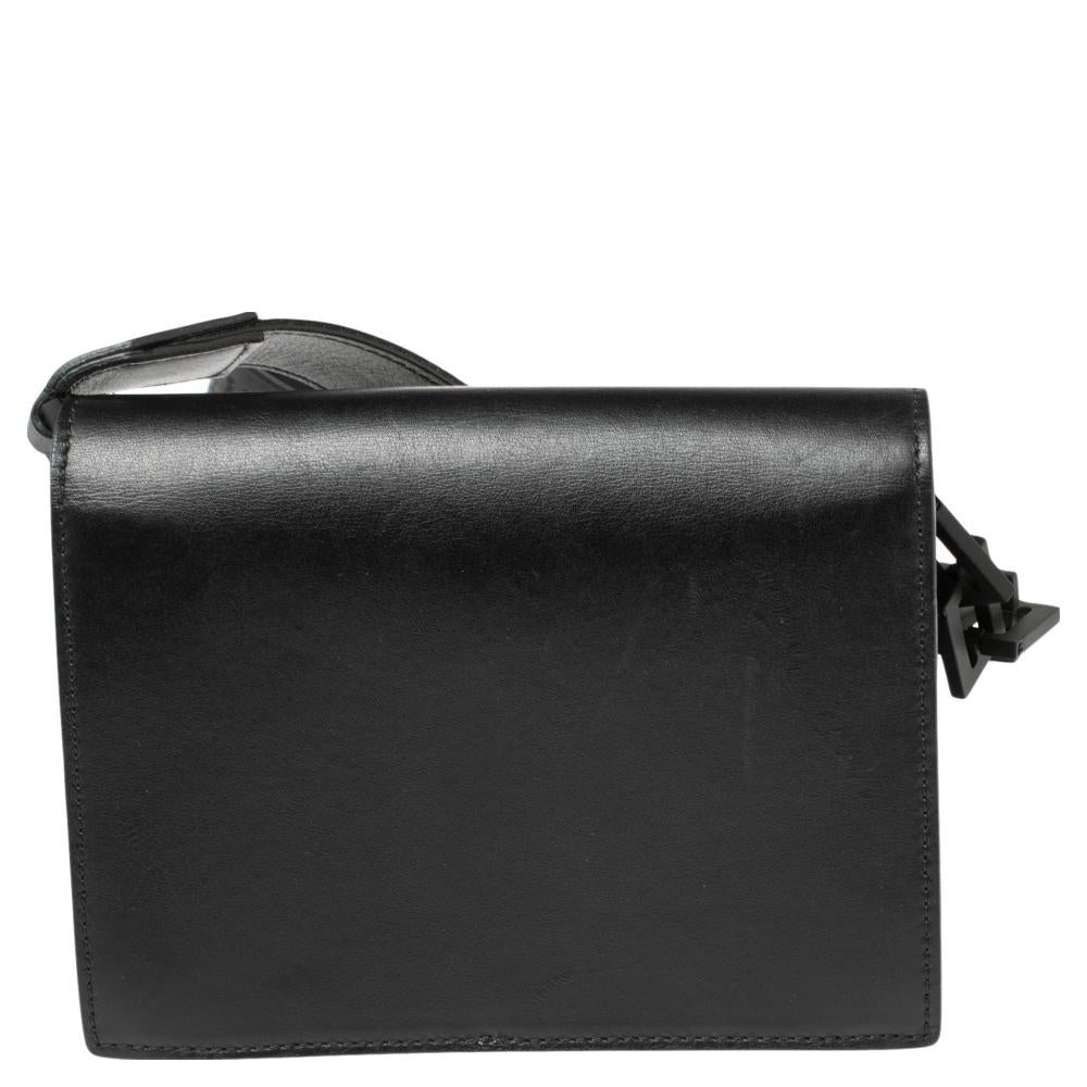 Off-White Black Leather Binder Clip Crossbody Bag 2
