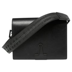 Off-White Black Leather Binder Clip Crossbody Bag