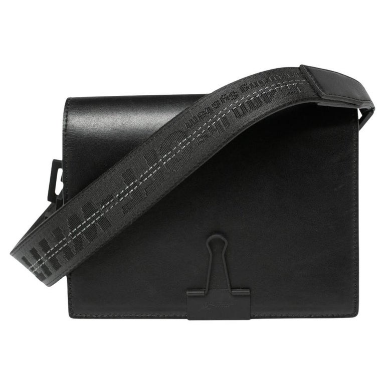 Off-White Black Leather Binder Clip Crossbody Bag at 1stDibs