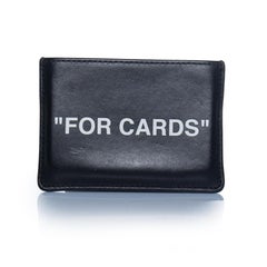 Off-white, black leather card holder