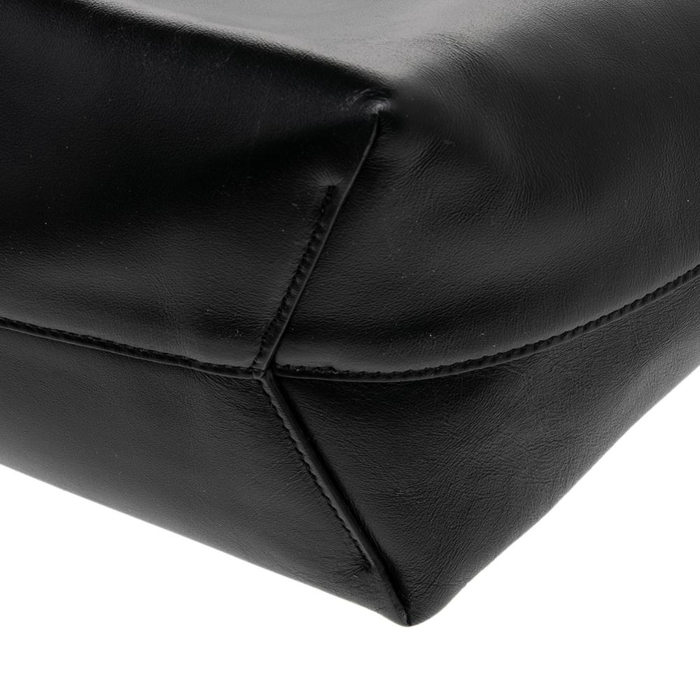 Off-White Black Leather Clip Motif Tote 2