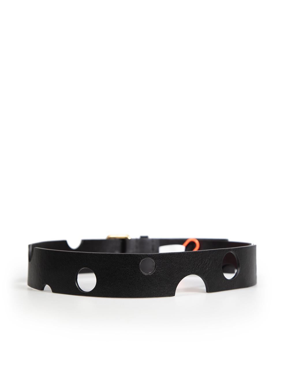 Off-White Black Leather Cut Out Belt In Good Condition In London, GB