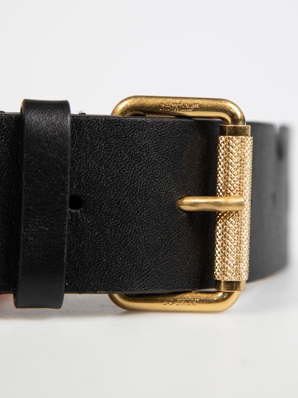 Off-White Black Leather Cut Out Belt 1