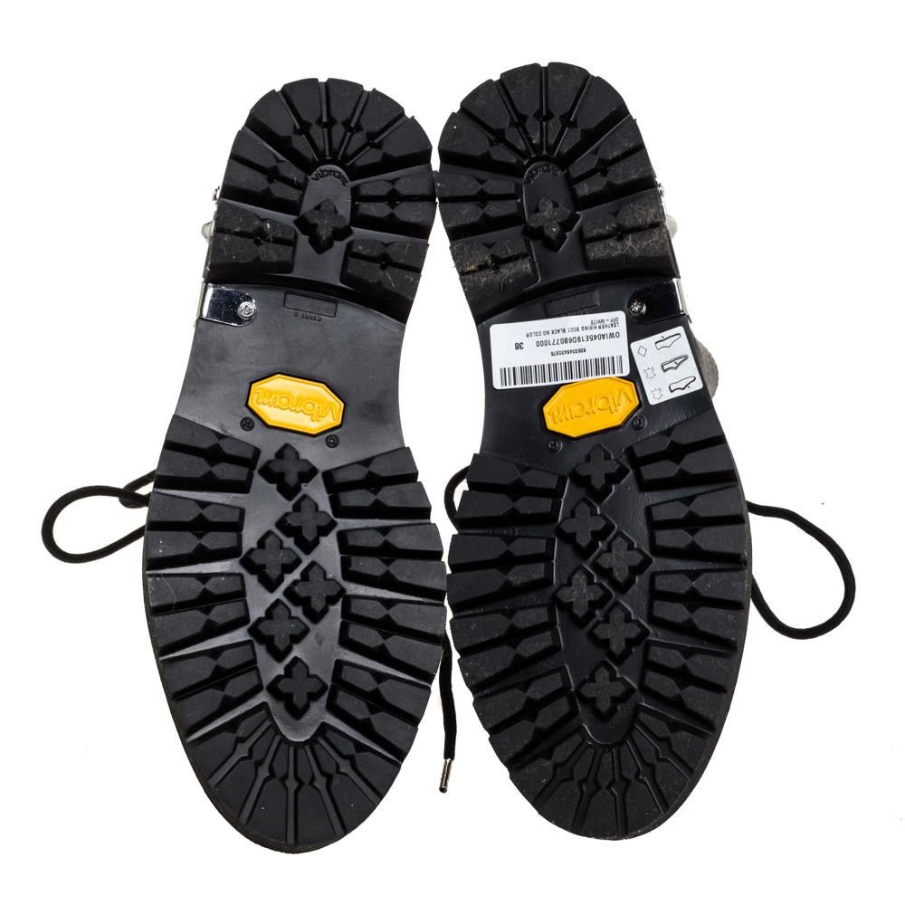 Off-White Black Leather Hiking Boots Size 38 In New Condition In Dubai, Al Qouz 2