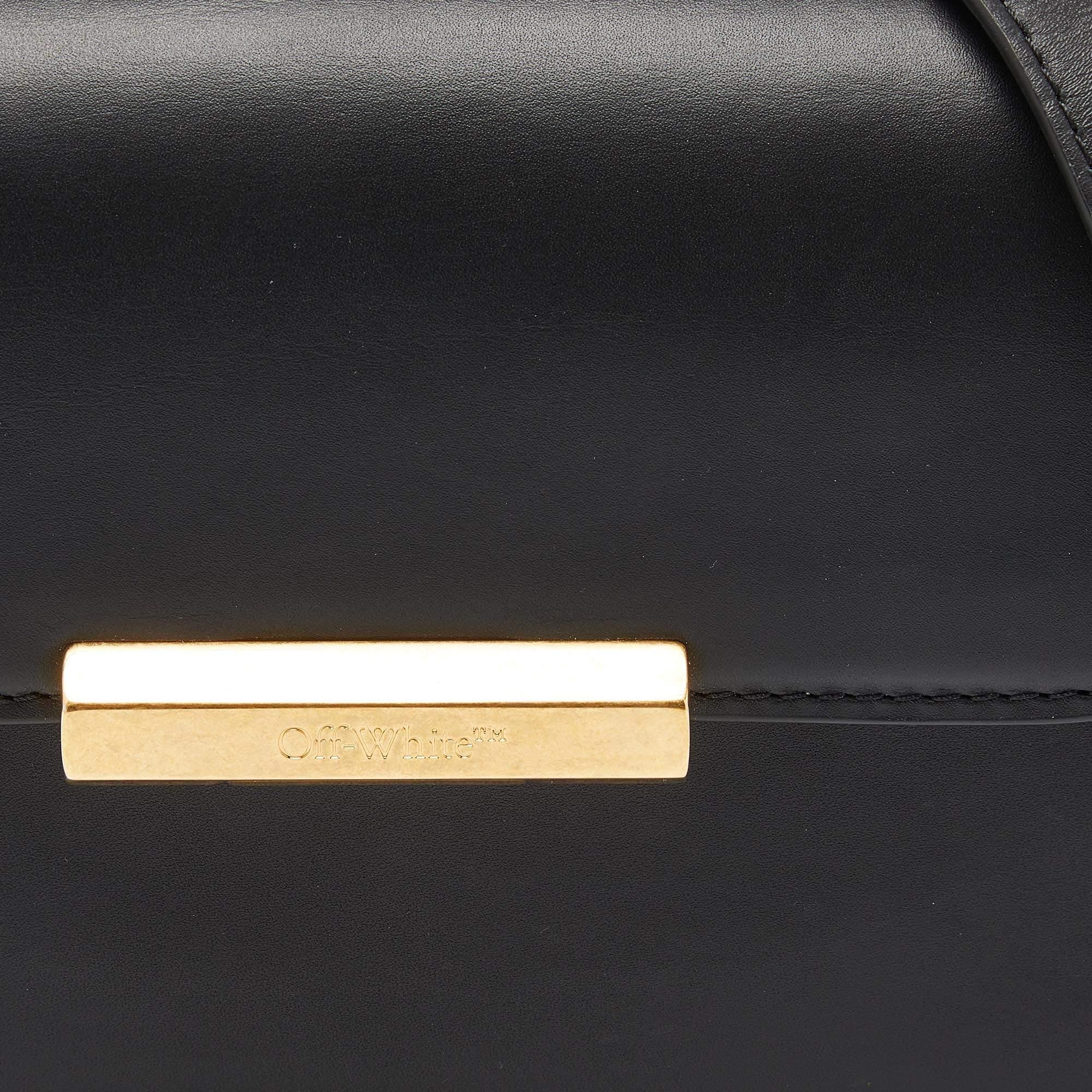 Off-White Black Leather Medium Screw Shoulder Bag 7