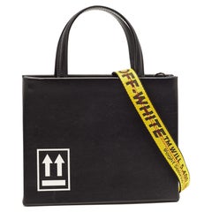 Off-White Black Leather Mini Box Tote