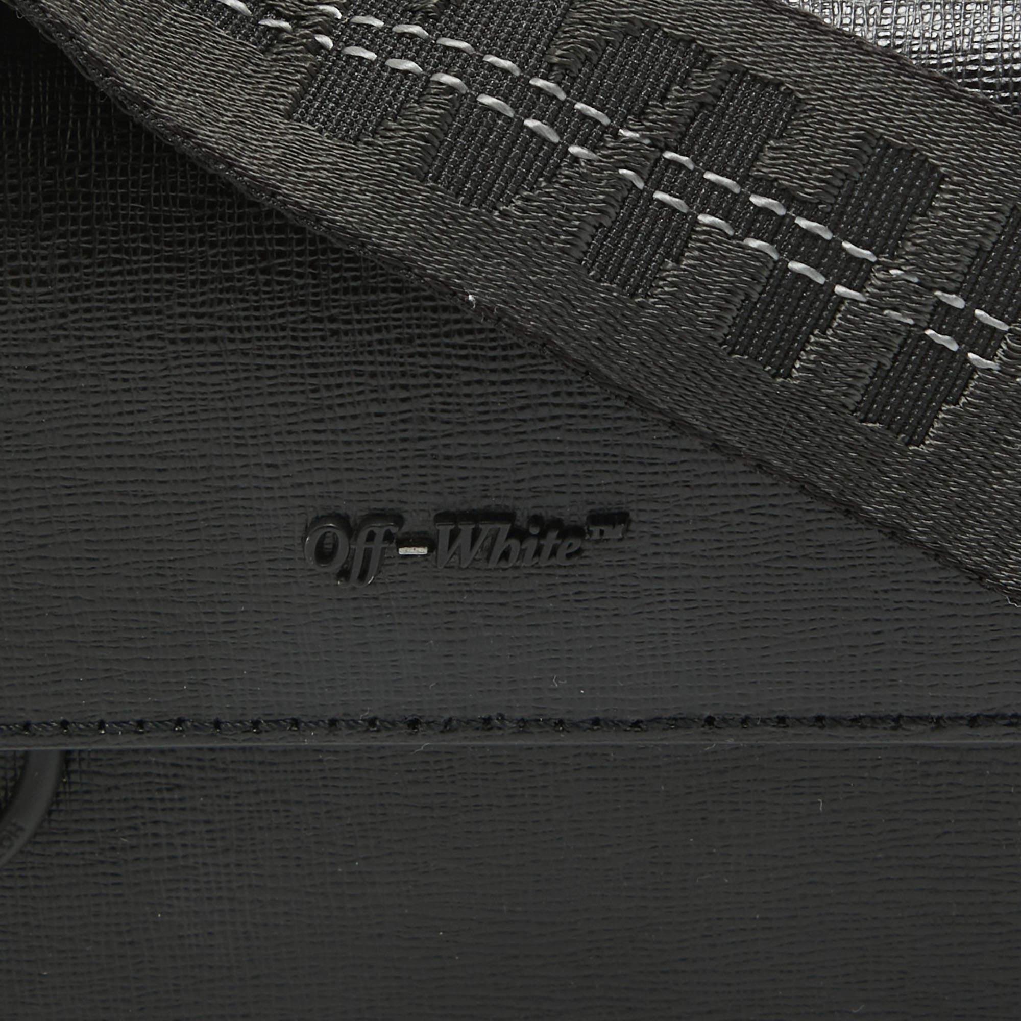 Off-White Black Leather Mini Flap Crossbody Bag 6