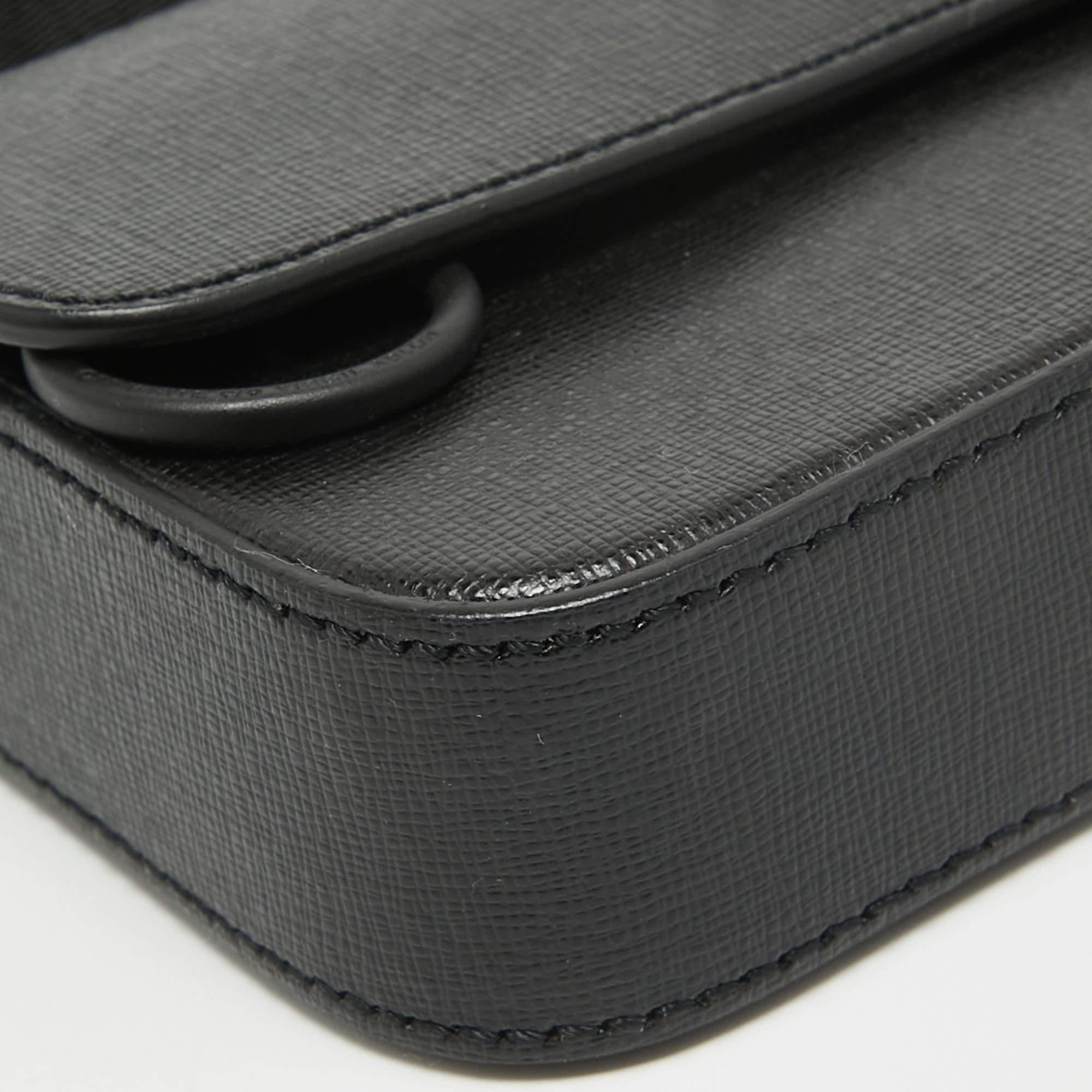 Off-White Black Leather Mini Flap Crossbody Bag For Sale 2