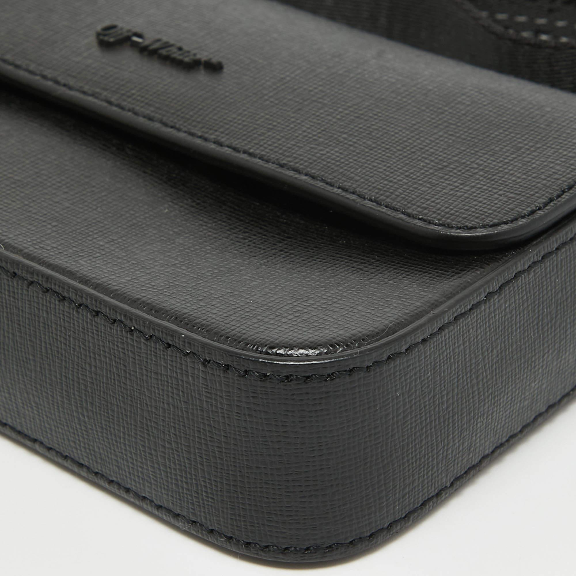 Off-White Black Leather Mini Flap Crossbody Bag For Sale 3