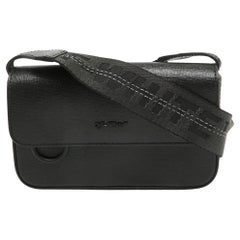 Used Off-White Black Leather Mini Flap Crossbody Bag