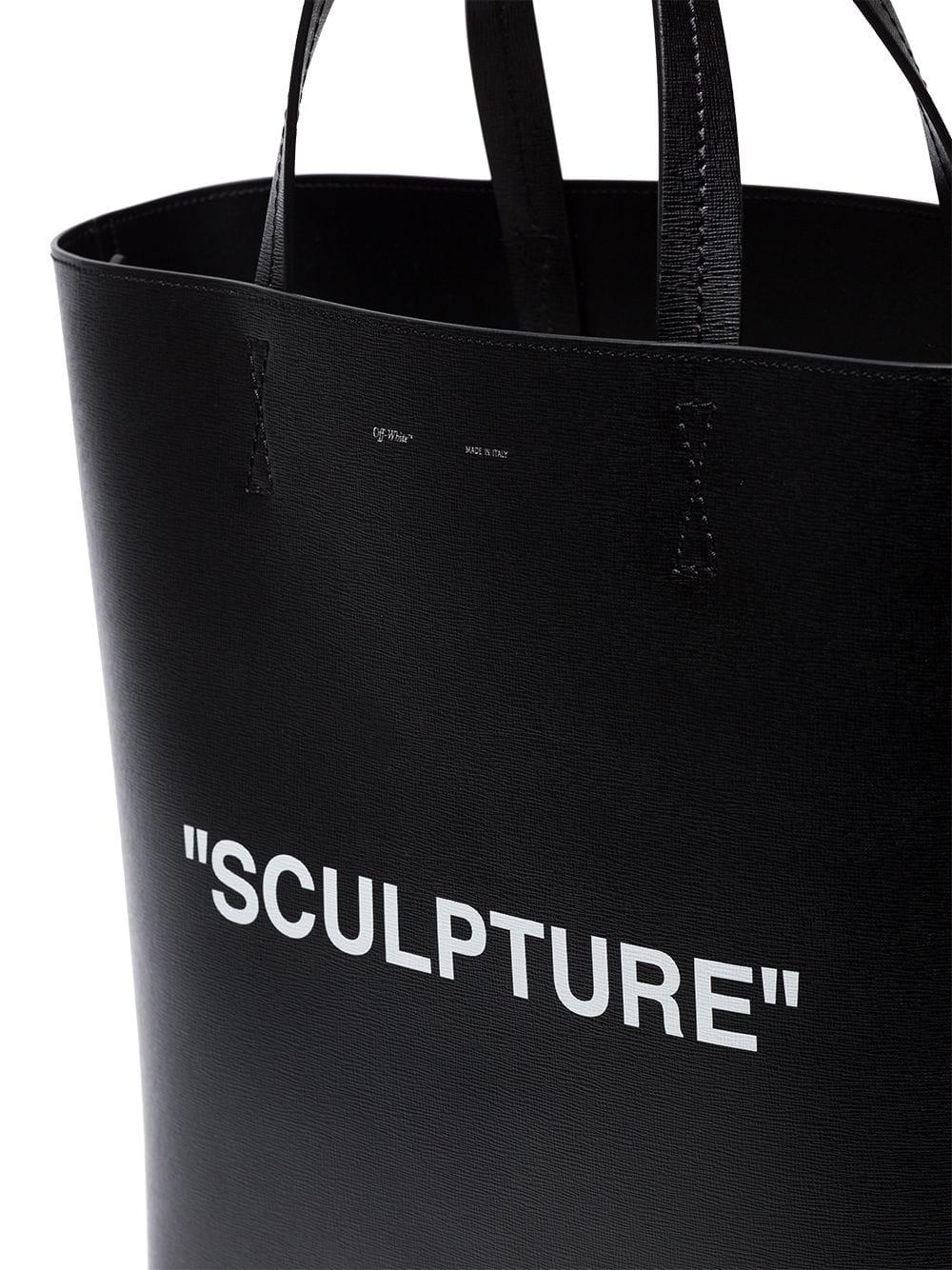 Off-White Black Leather Sculpture Tote Bag one size In Excellent Condition In London, GB