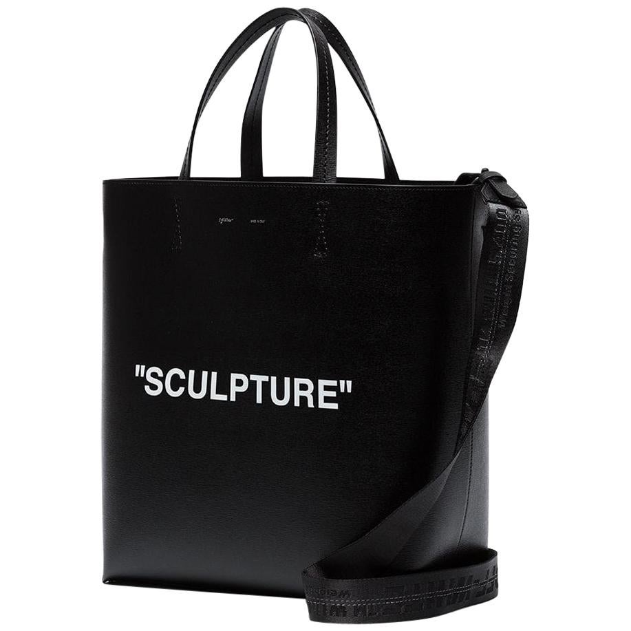 Off-White Black Leather Sculpture Tote Bag one size