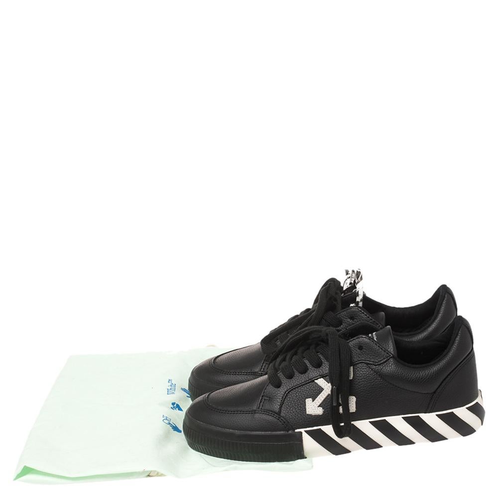 Off-White Black Leather Vulcanized Low Top Sneakers Size 40 1