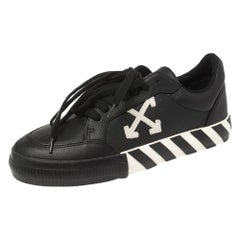 Off-White Black Leather Vulcanized Low Top Sneakers Size 40