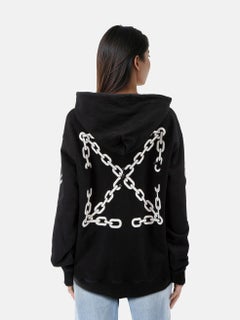 Off-White Black Logo Chain Zip Up Hoodie Size XL