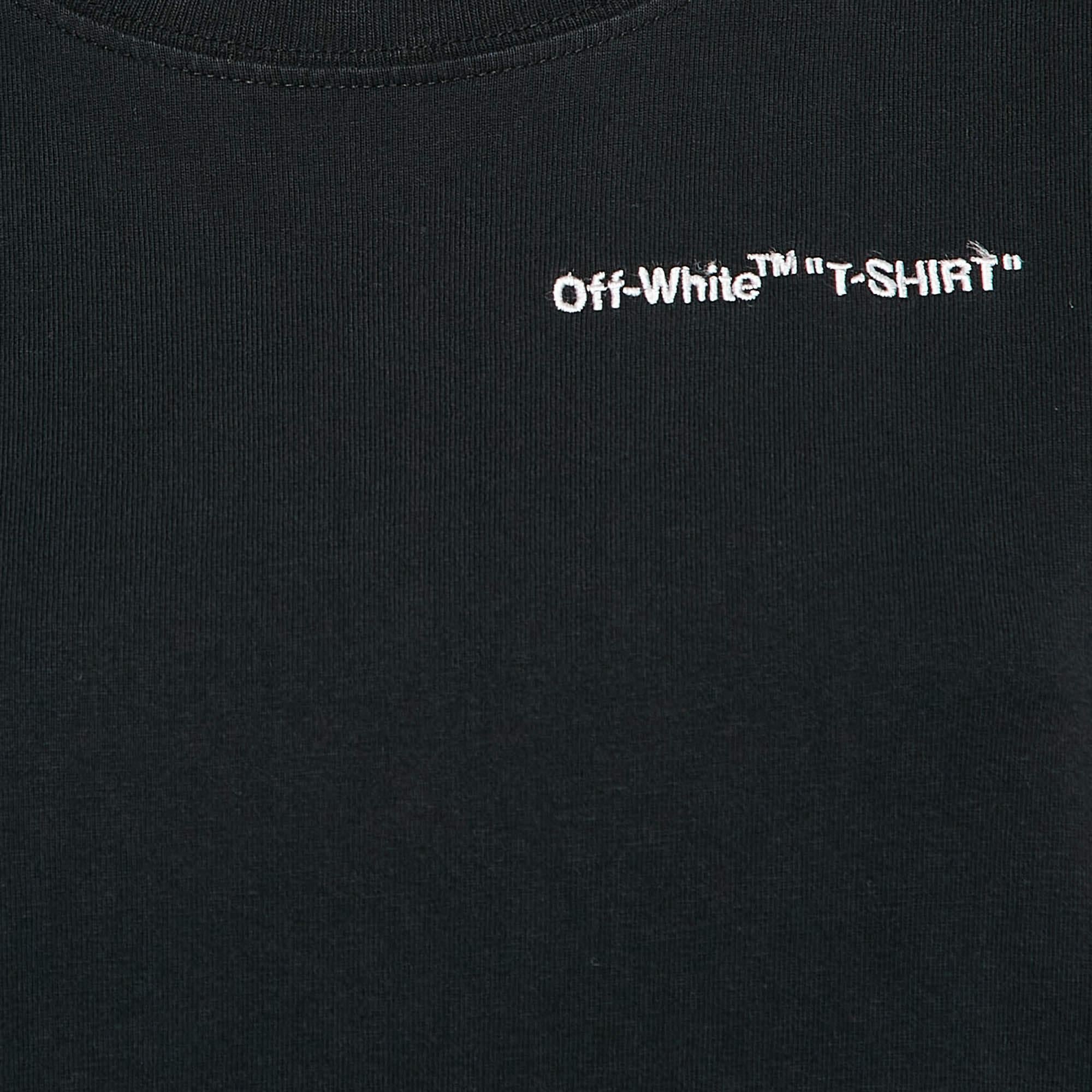 Nero Maglietta girocollo in jersey ricamato con logo nero S.S. White in vendita