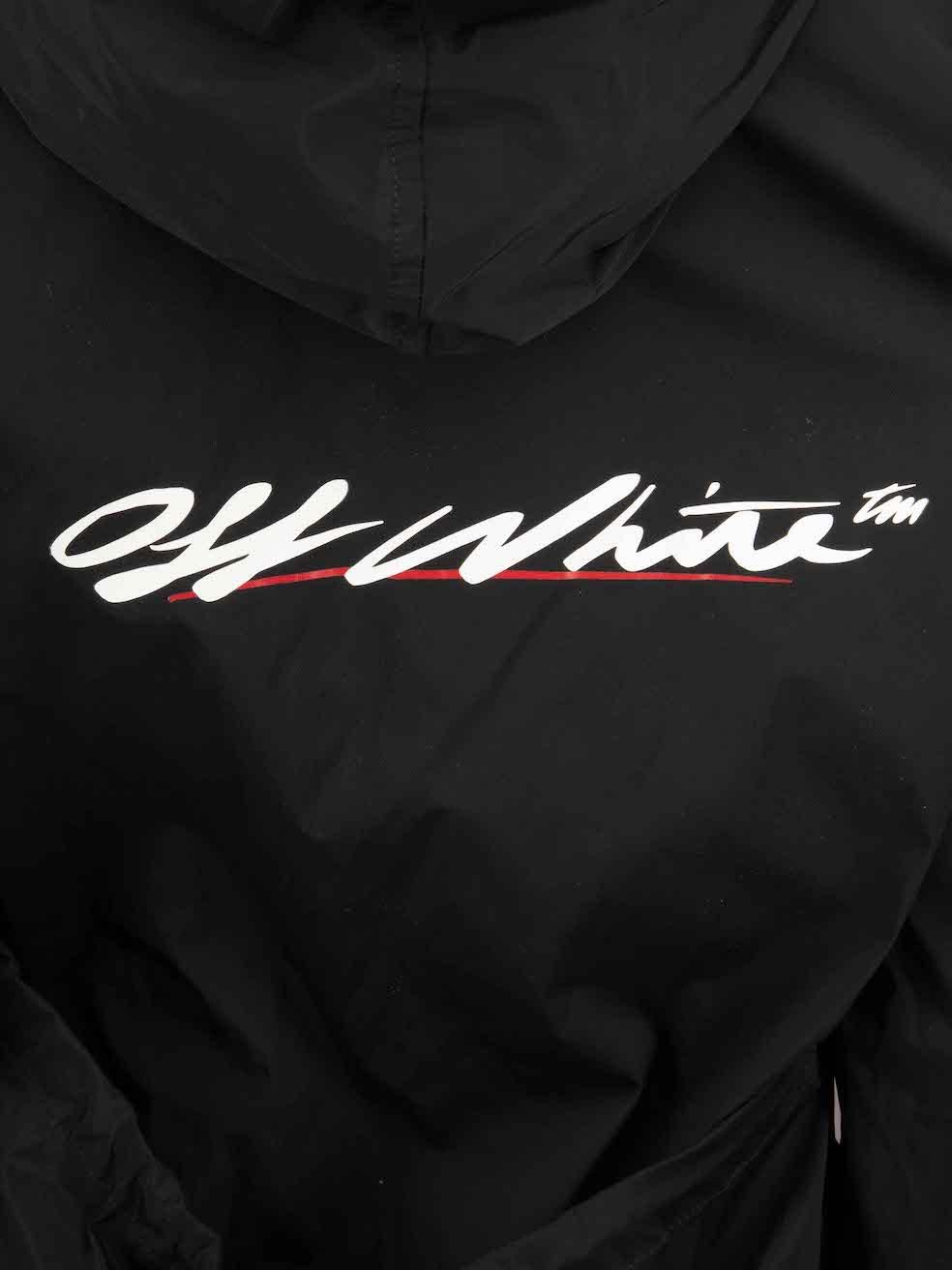 Women's Off-White Black Logo Hooded Windbreaker Size S