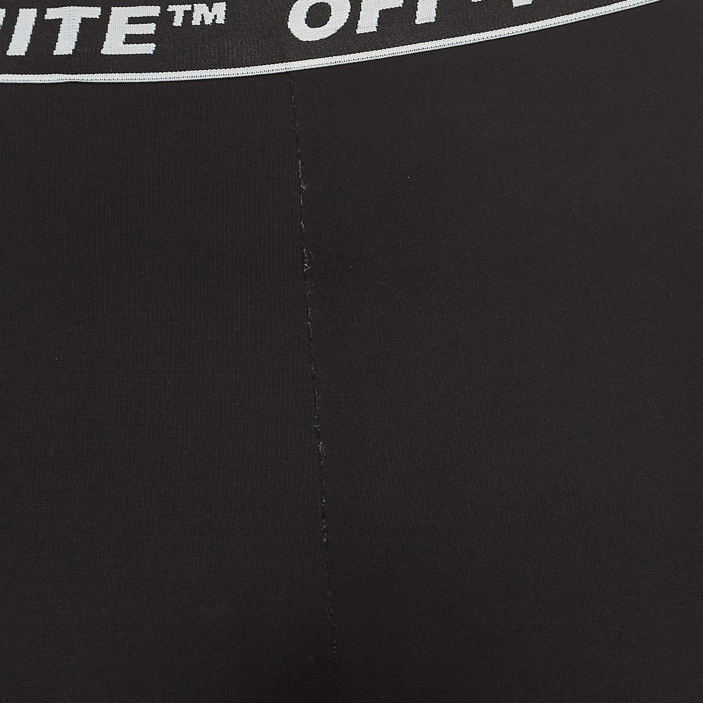Women's Off-White Black Logo Intarsia Knit Active Wear Leggings M For Sale