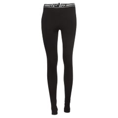 Off-White Leggings de punto negro con logo intarsia M
