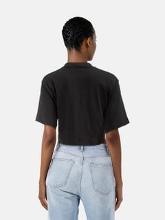 Off-White Black Logo Print Cropped T-Shirt Size M