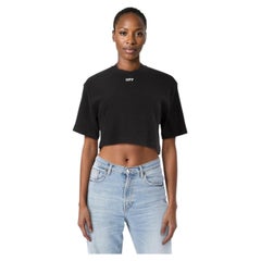 Off-White Black Logo Print Cropped T-Shirt Size M