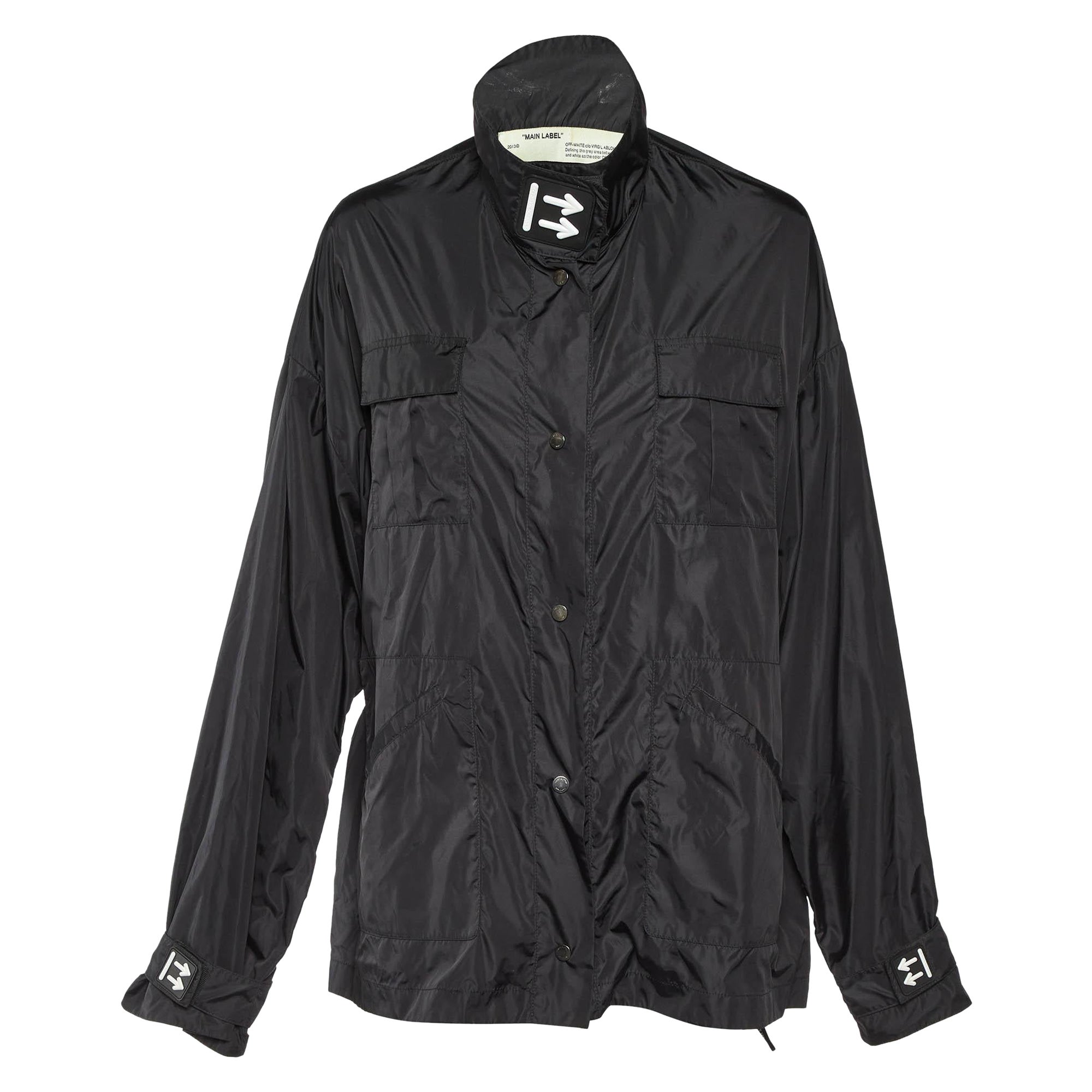 Off-White Black Logo Print Synthetic Track Jacket L