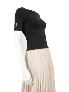 Maglietta Off-White Logo Nero Stampato Stretch Tech Taglia XS