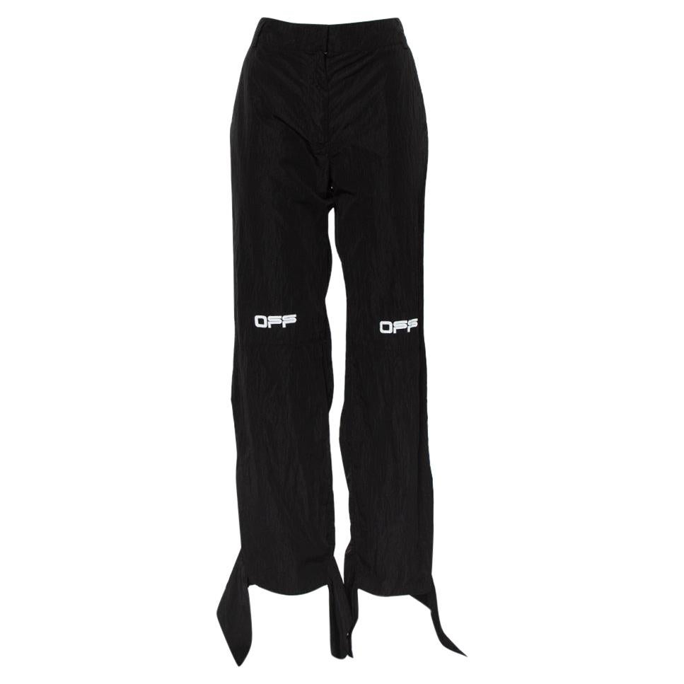 Off-White Black Logo Printed Synthetic Paneled Trousers L