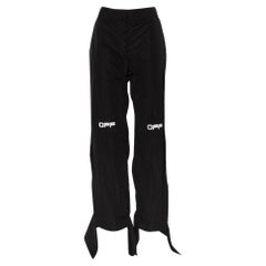 Off-White Black Logo Printed Synthetic Paneled Trousers L