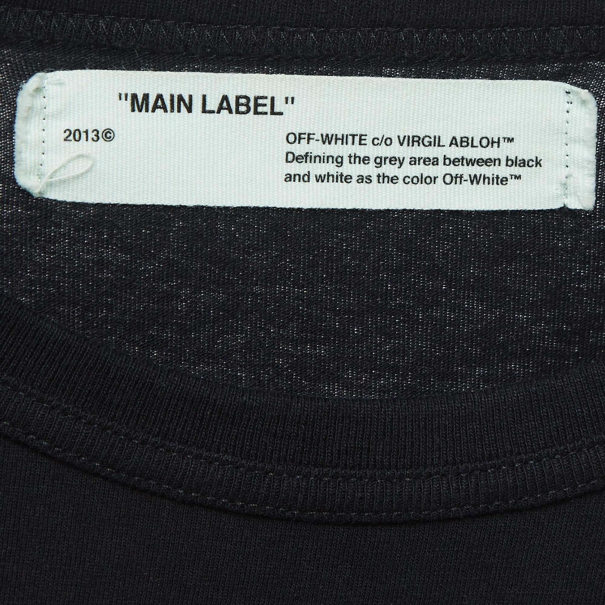 Men's Off-White Black Mirror Print Cotton T-Shirt XL For Sale