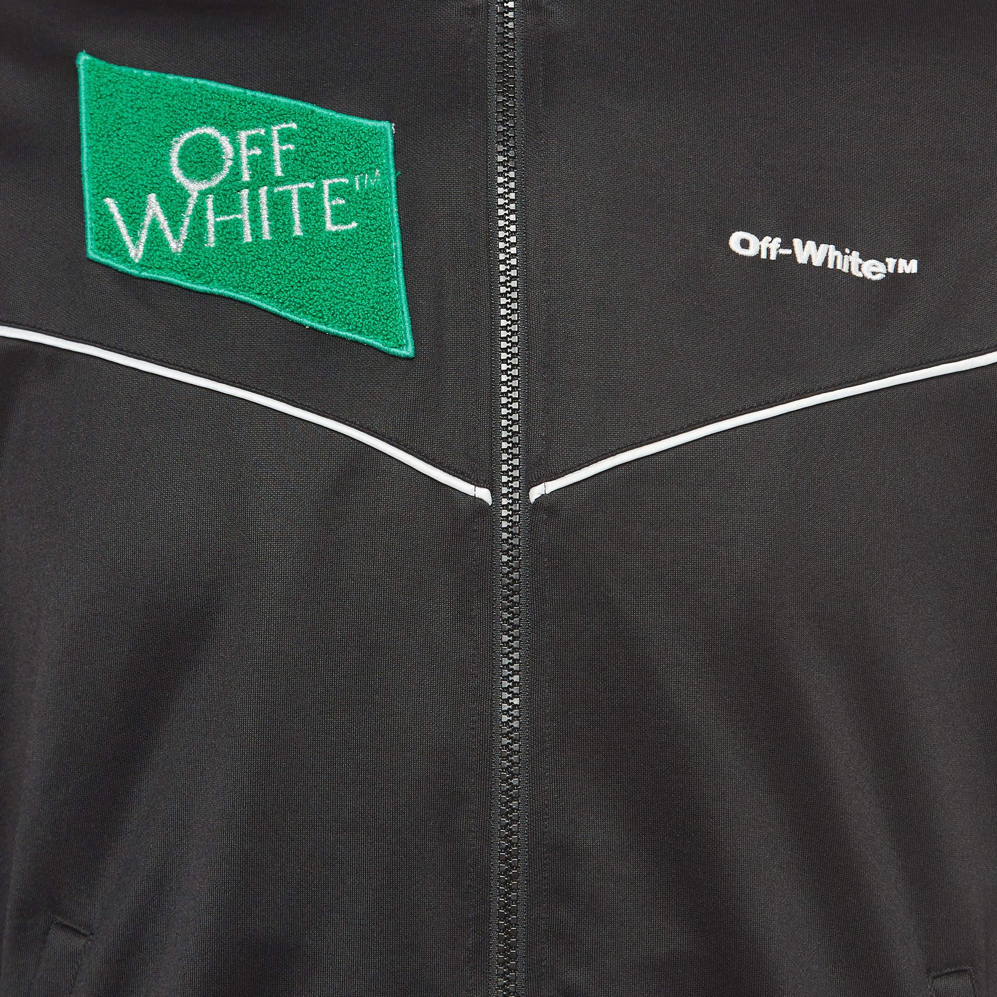 Off-White Black Multilogo Jersey Slim Track Jacket L For Sale 2