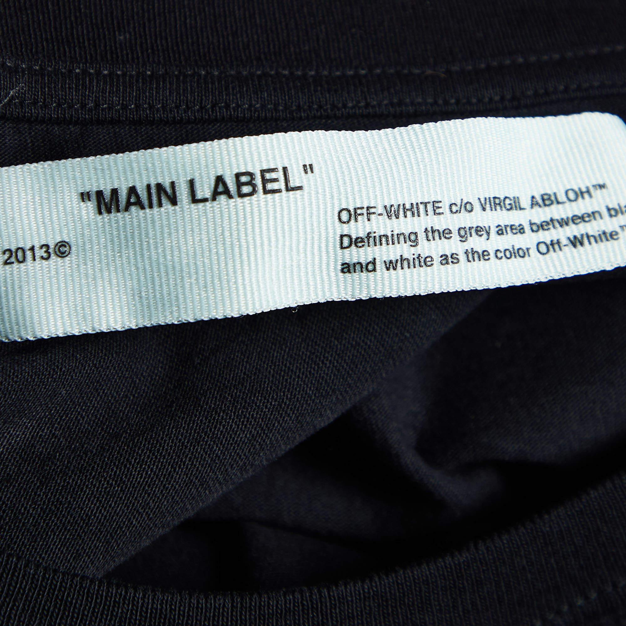 Off-White Black No Doubt Print Cotton Crew Neck T-Shirt XS For Sale 1