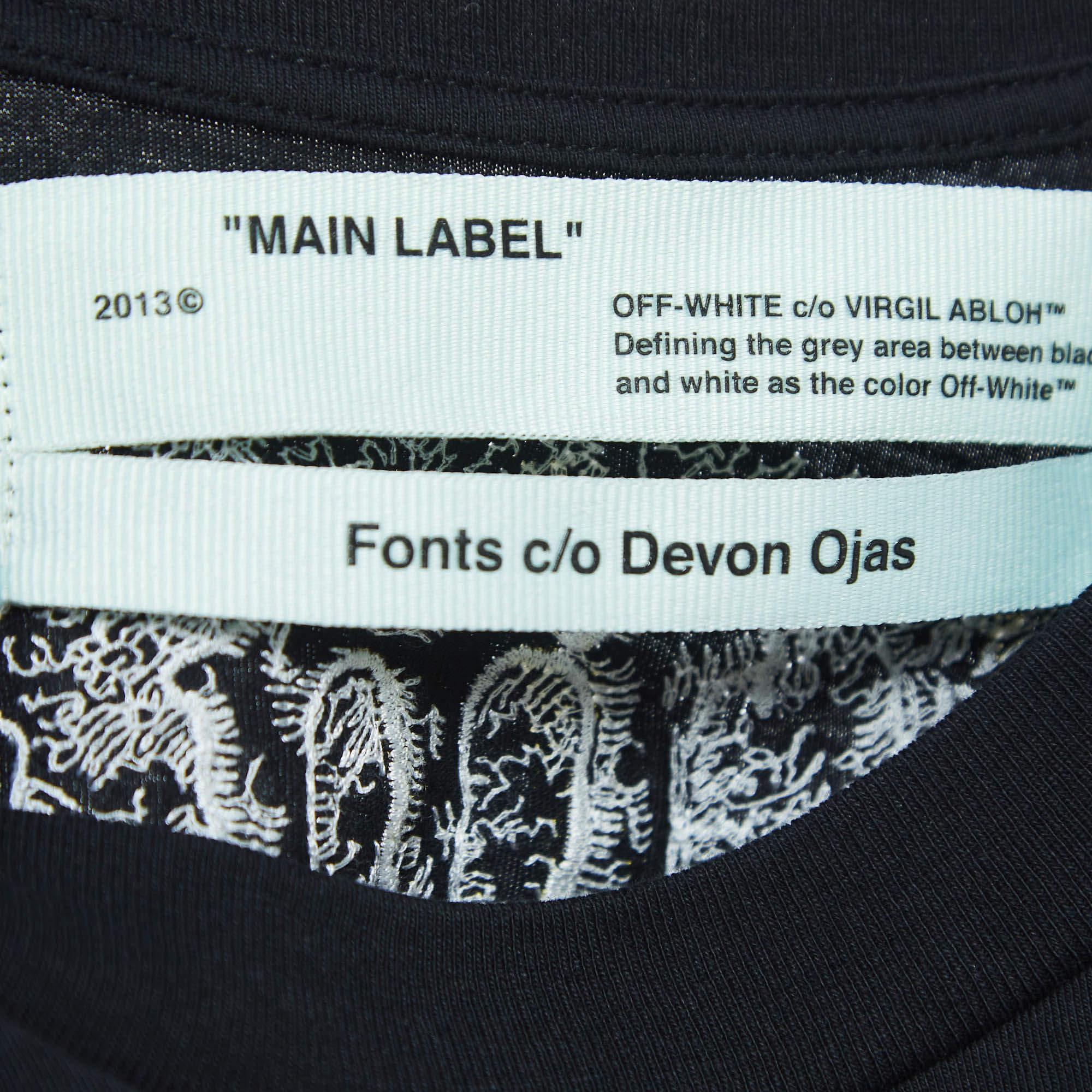 Maglietta a mezza manica in cotone con stampa retrò nera di Off-White M. T. I. In condizioni buone in vendita a Dubai, Al Qouz 2