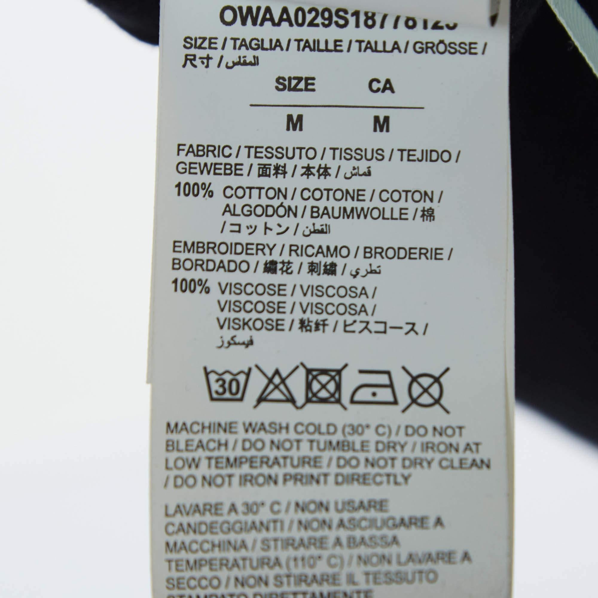 Donna Maglietta a mezza manica in cotone con stampa retrò nera di Off-White M. T. I. in vendita