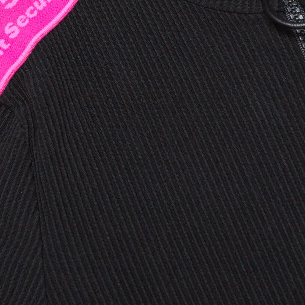 Off-White Black Ribbed Stretch Nylon Logo Band Detail Jumpsuit XS In Good Condition In Dubai, Al Qouz 2
