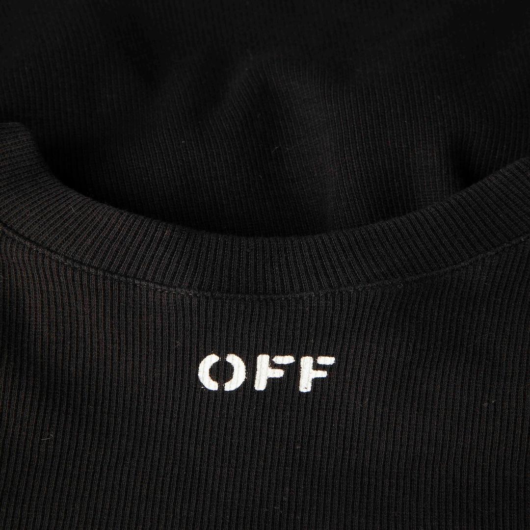 Off-White Black Short Sleeve Logo Crop Top Size S In Good Condition For Sale In London, GB