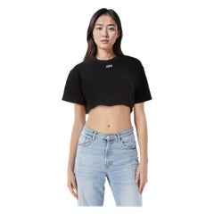 Off-White Black Short Sleeve Logo Crop Top Size S