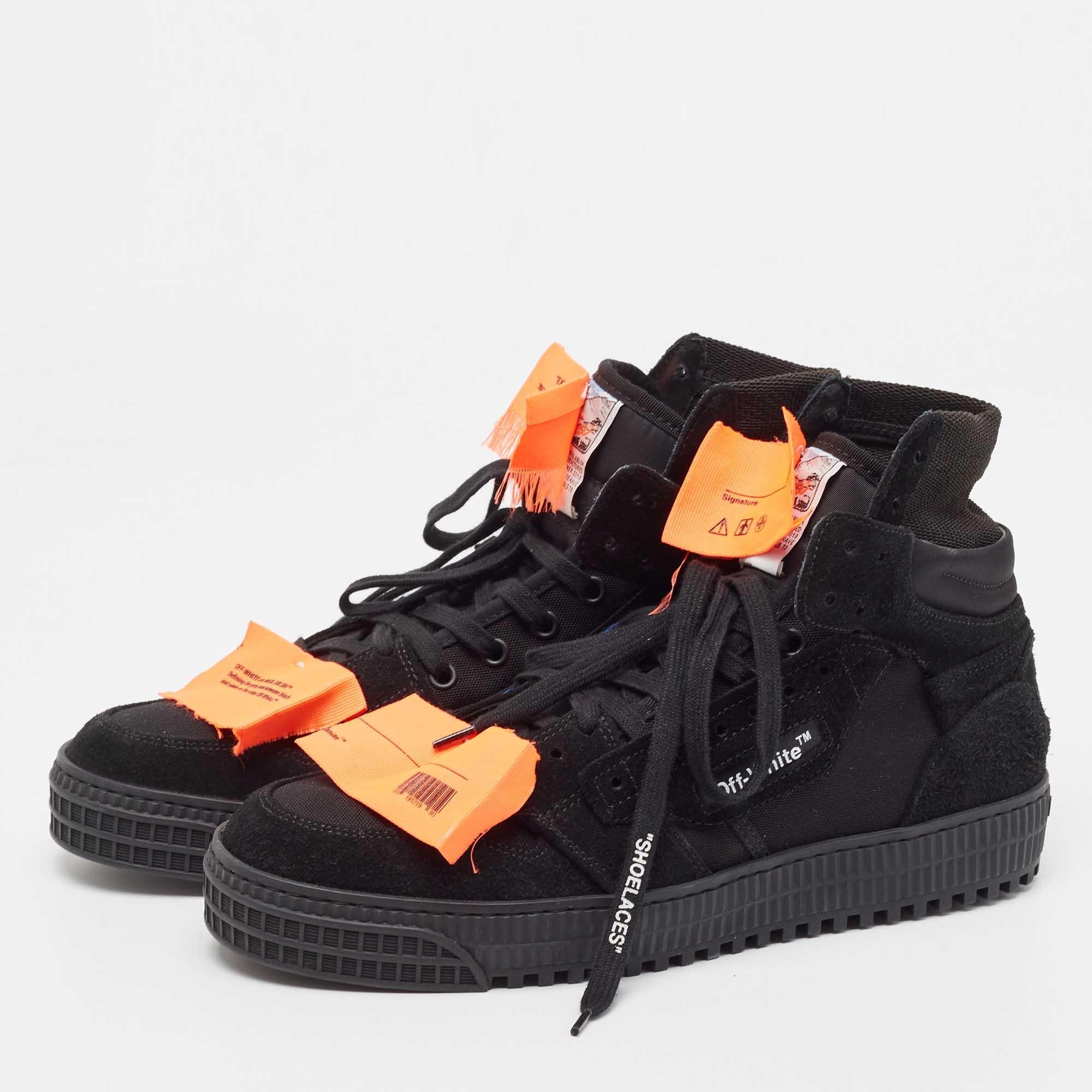 Off-White Black Suede and Canvas Off Court 3.0 High Top Sneakers Size 40 For Sale 4