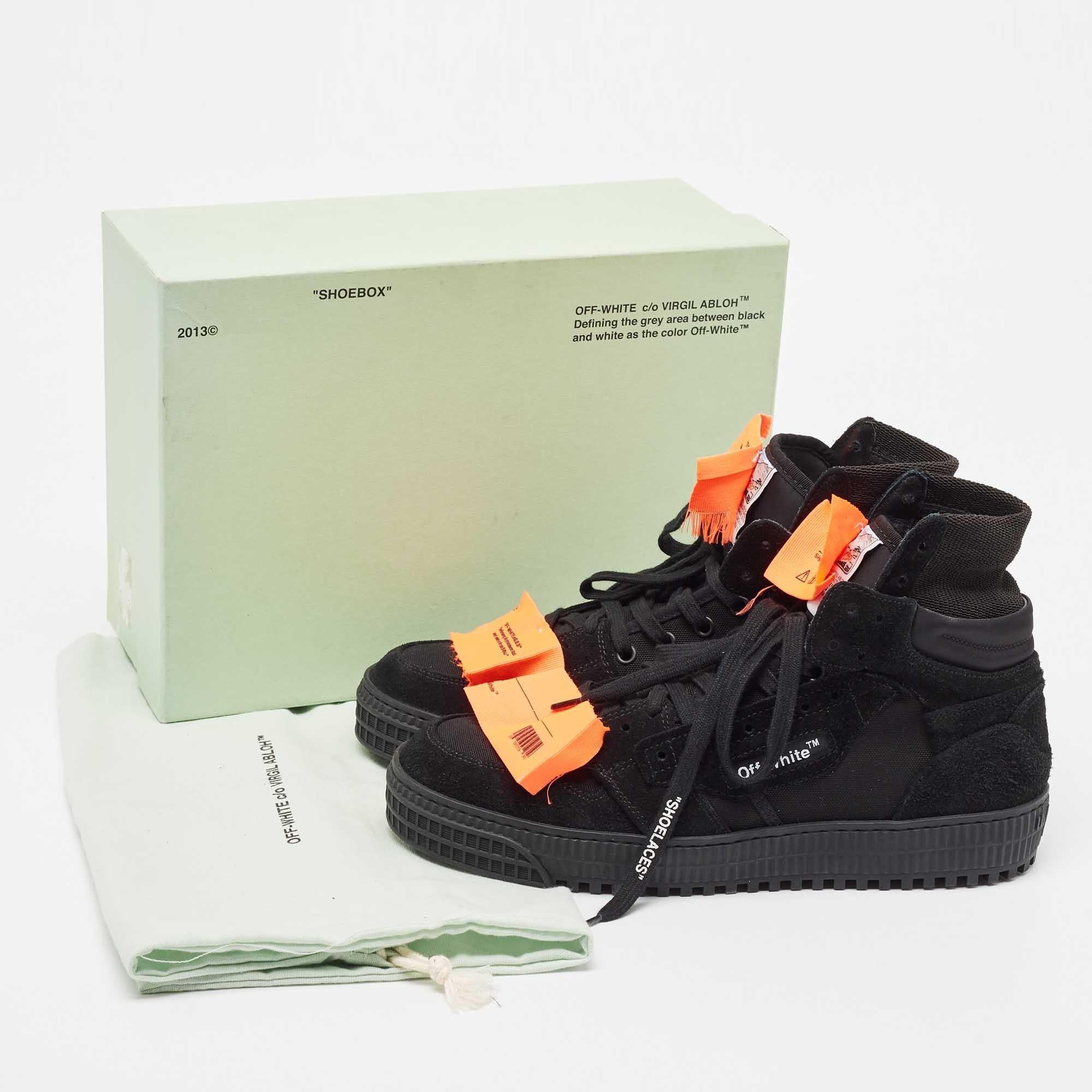 Off-White Black Suede and Canvas Off Court 3.0 High Top Sneakers Size 40 For Sale 5