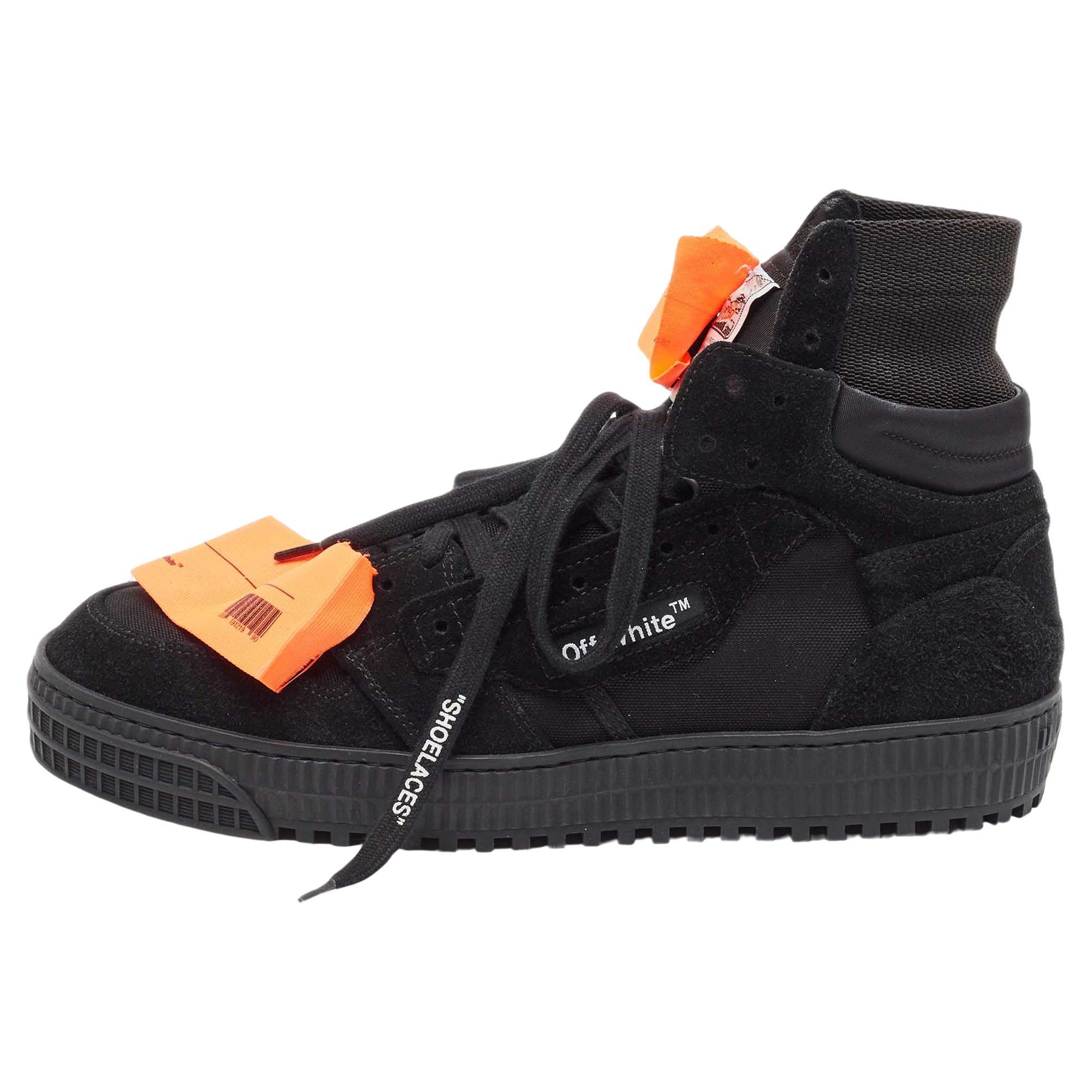 Off-White Black Suede and Canvas Off Court 3.0 High Top Sneakers Size 40 For Sale