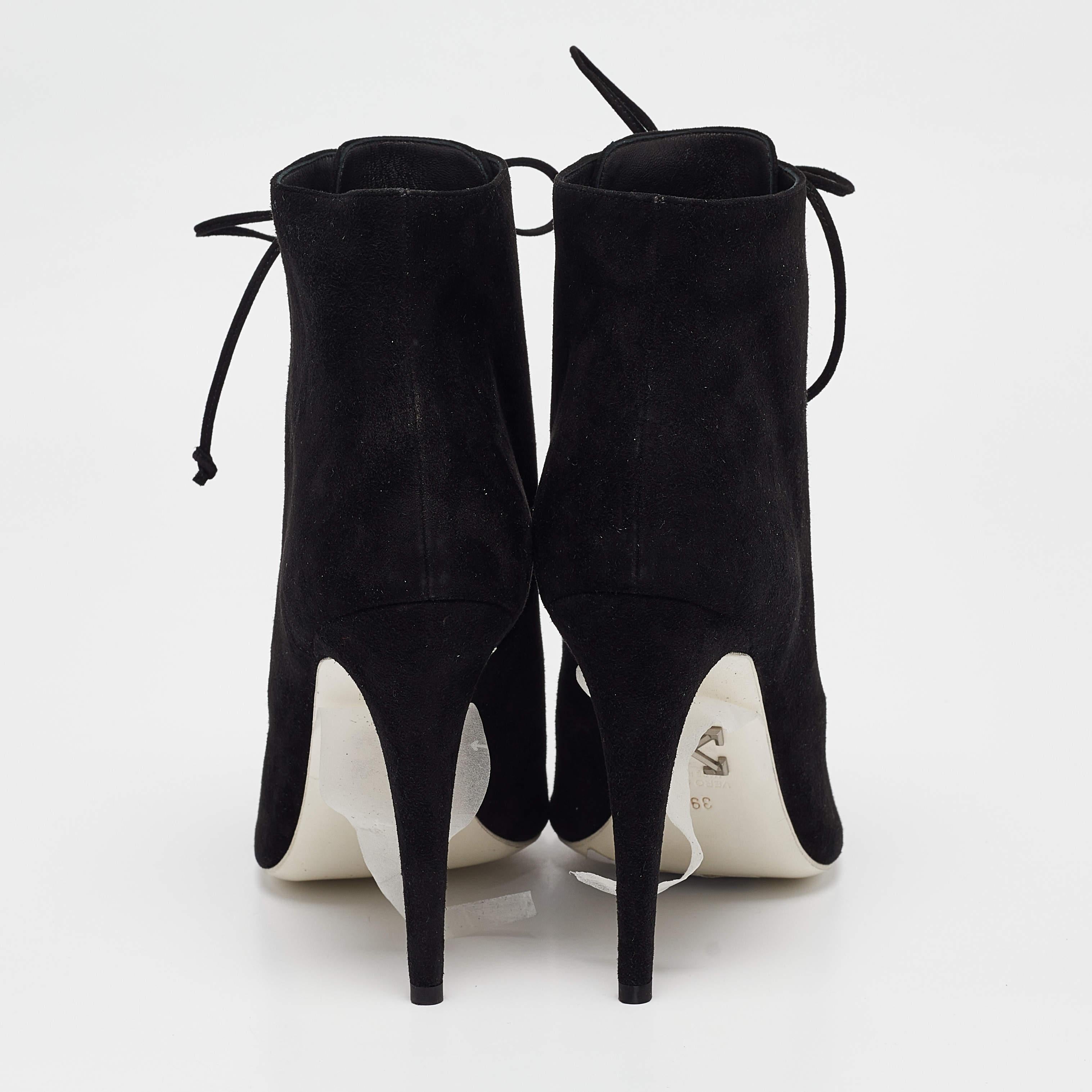 Off-White - Bottines en daim noir à bout ouvert et à lacets - Taille 39 Pour femmes en vente