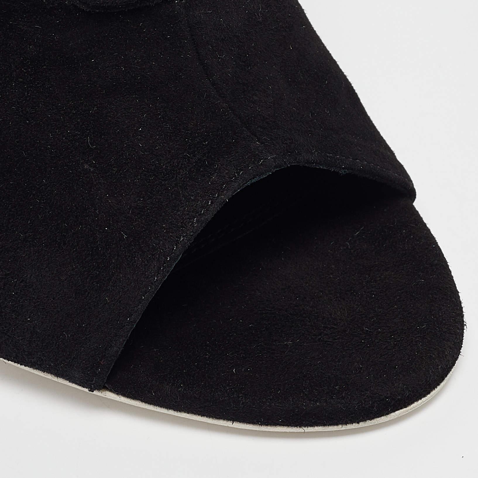 Off-White - Bottines en daim noir à bout ouvert et à lacets - Taille 39 en vente 2